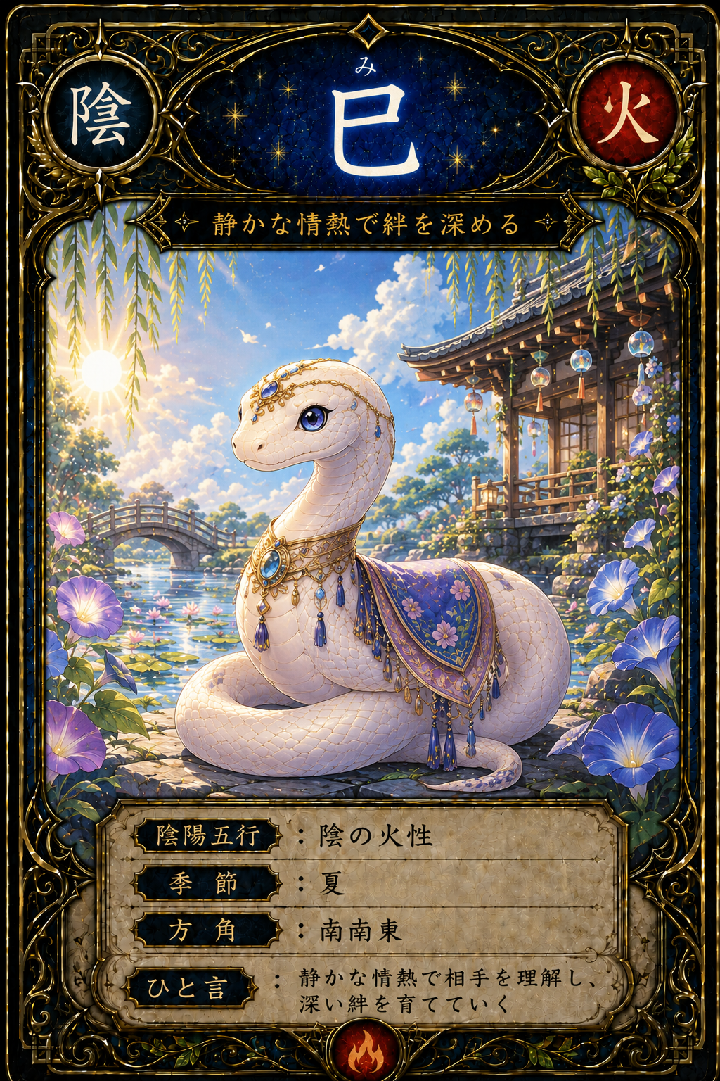 巳（へび）｜陰の火性を表す十二支カード