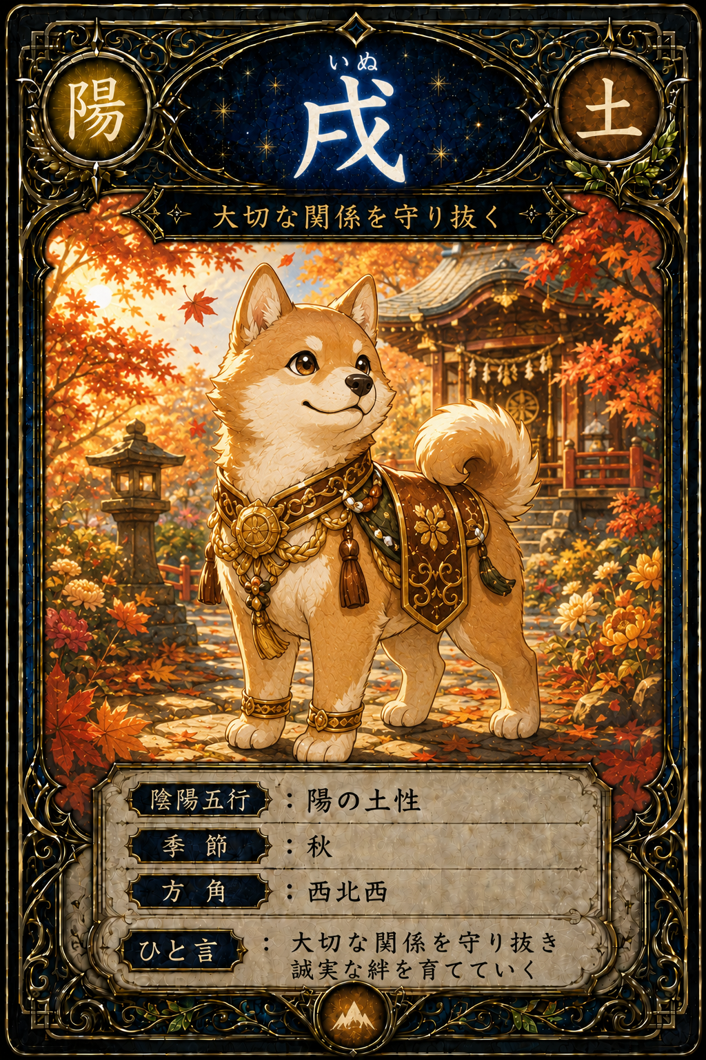 戌（いぬ）｜陽の土性を表す十二支カード