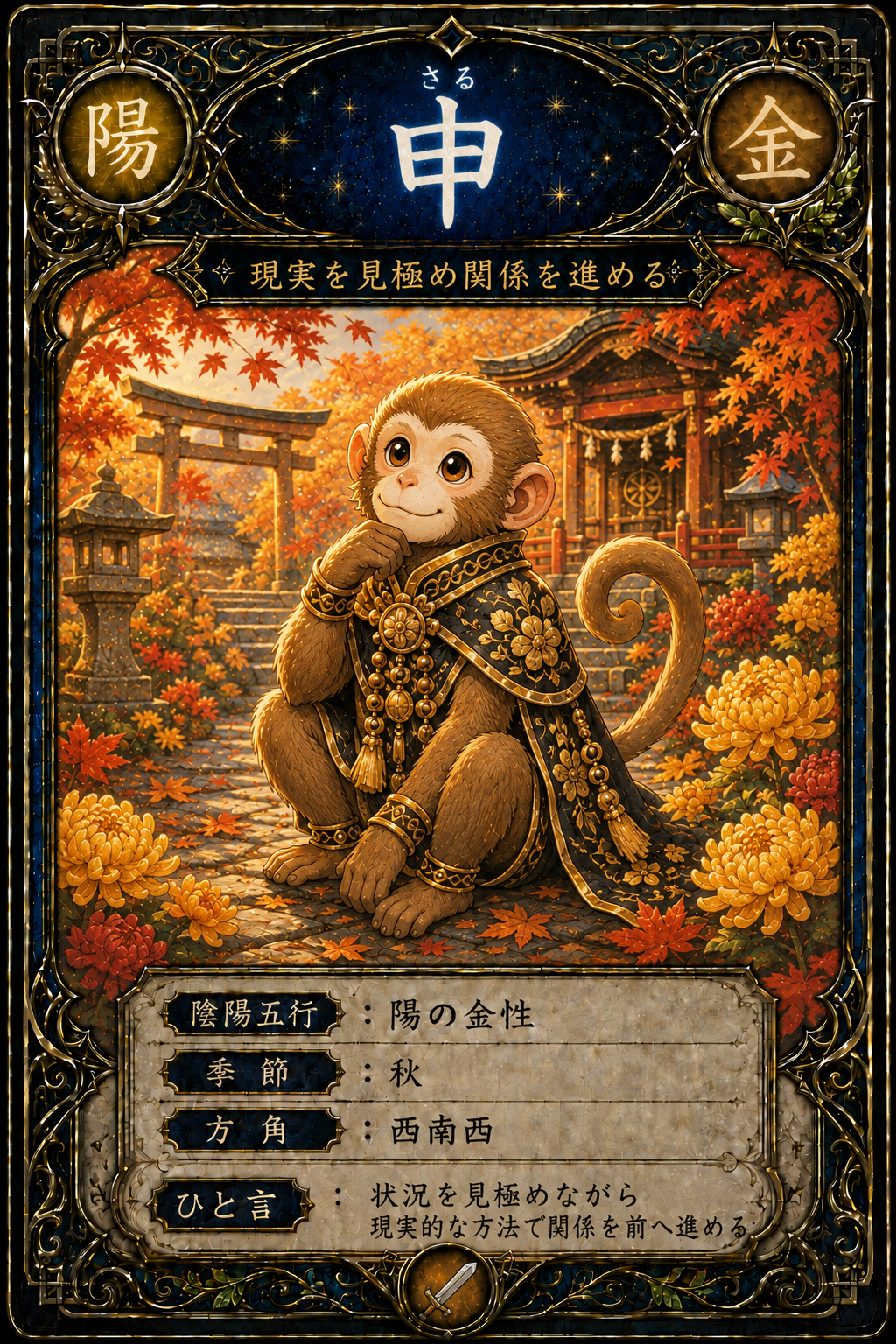 申（さる）｜陽の金性を表す十二支カード