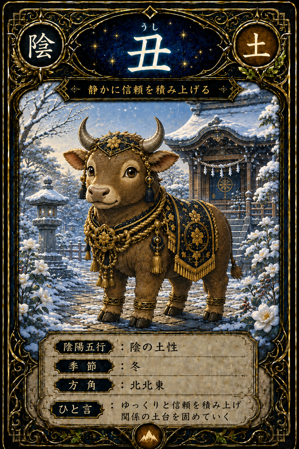 丑（うし）｜陰の土性を表す十二支カード