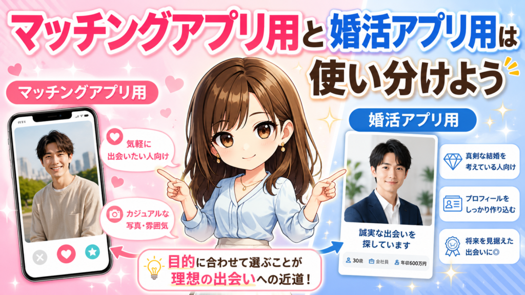 マッチングアプリ用と婚活アプリ用は使い分けよう
