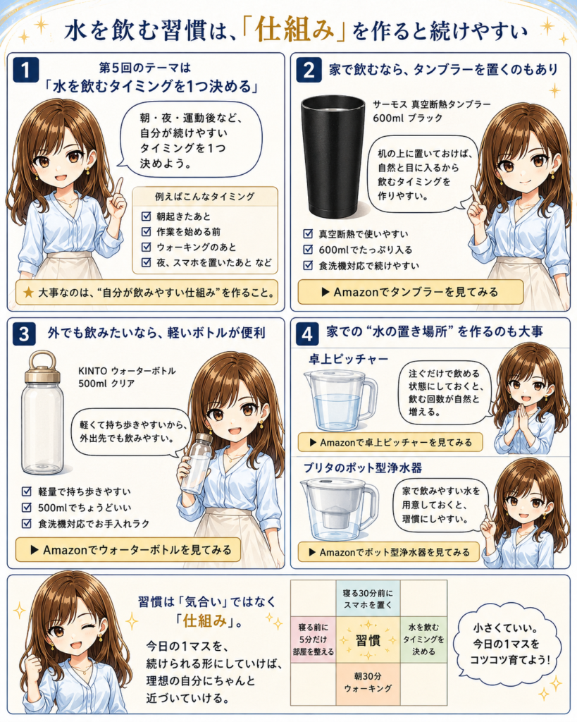 水を飲む習慣は、「仕組み」を作ると続けやすい