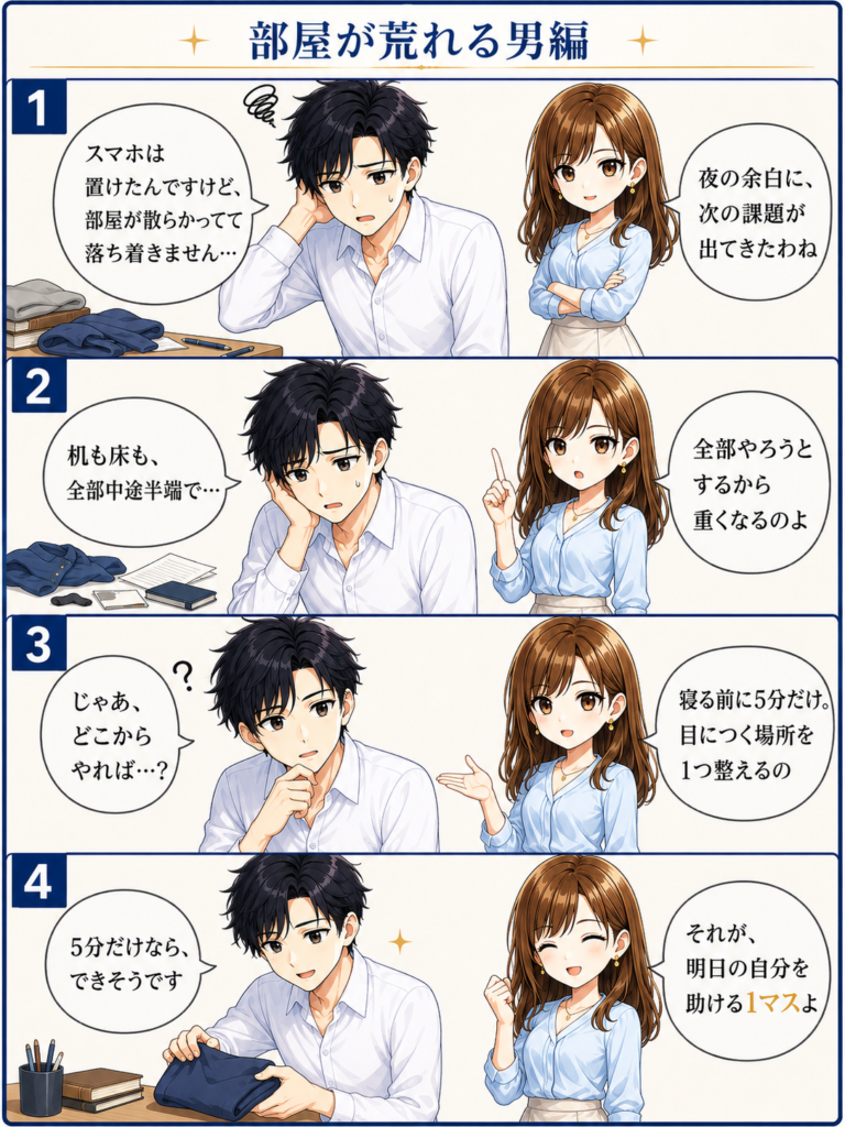 部屋が荒れる男編
