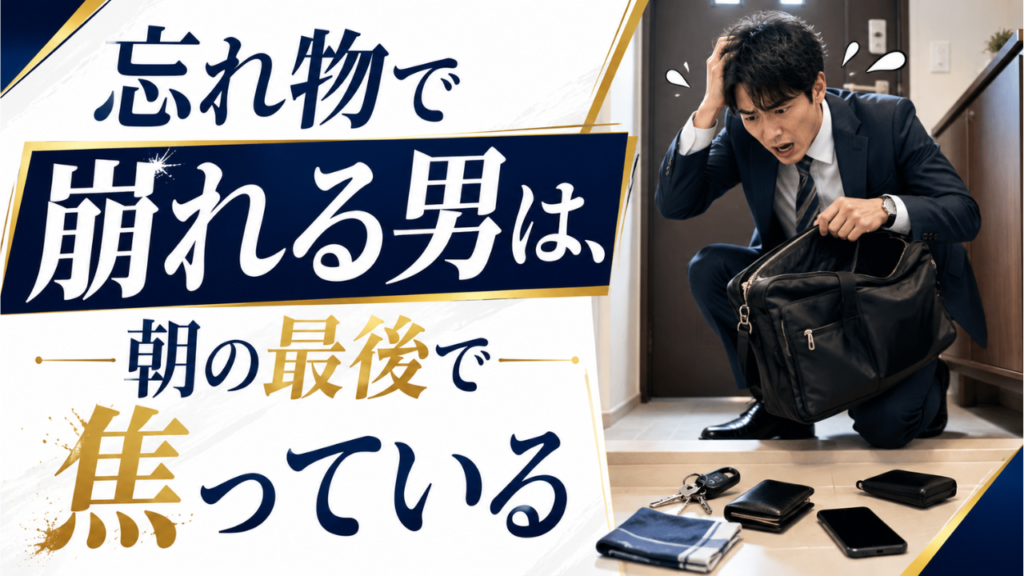 忘れ物で崩れる男は、朝の最後で焦っている