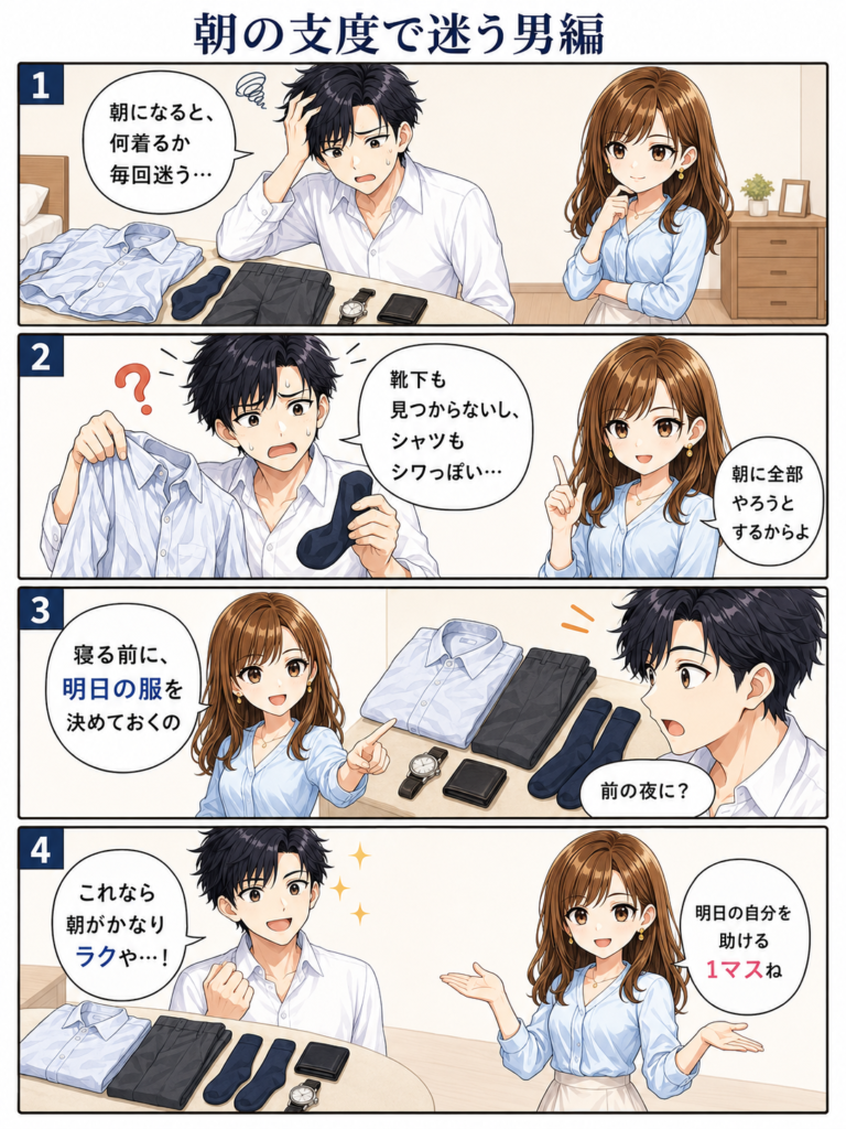 朝の支度で迷う男編