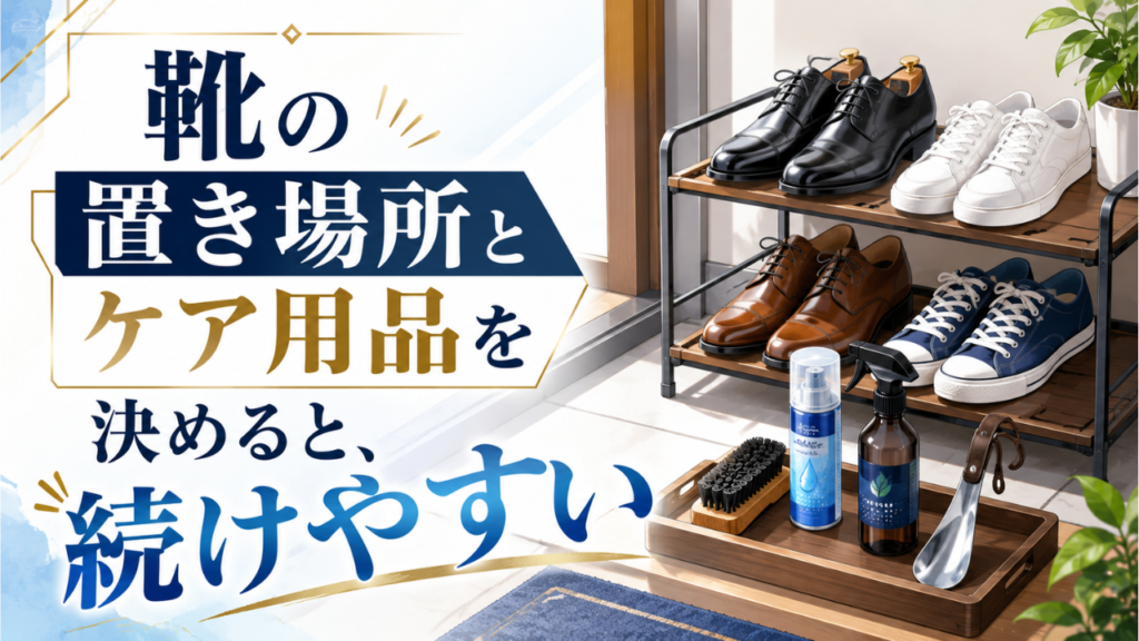 靴の置き場所とケア用品を決めると、続けやすい
