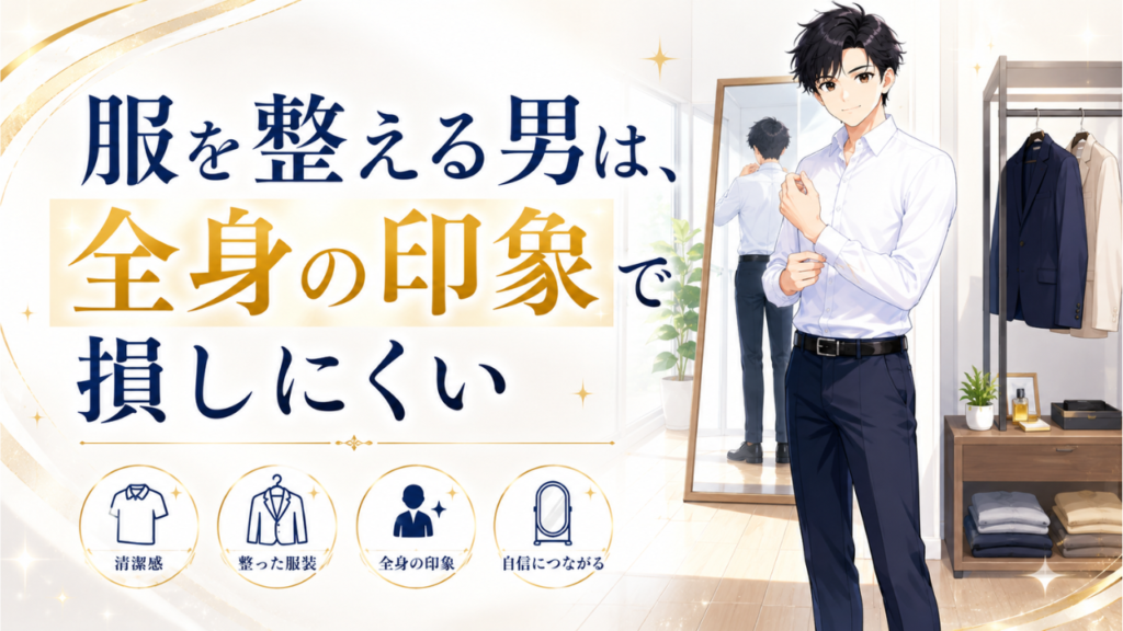 服を整える男は、全身の印象で損しにくい